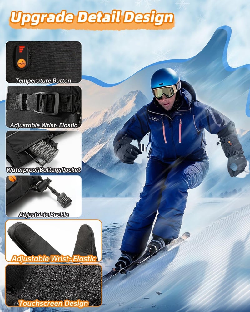 Bopoid Heated Gloves for Men Women, Rechargeable Heated Gloves with 7.4V 6000mAh Battery, Waterproof & Upgrade Non-Slip with Touchscreen, Heated Work Gloves for Motorcycling/Skiing/Hunting/Outdoor Work - Image 5